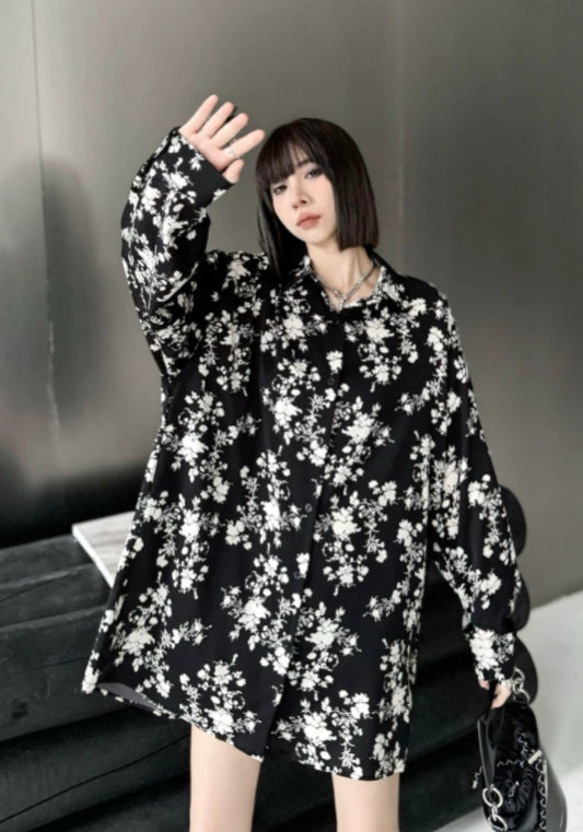 黑白花案襯衫