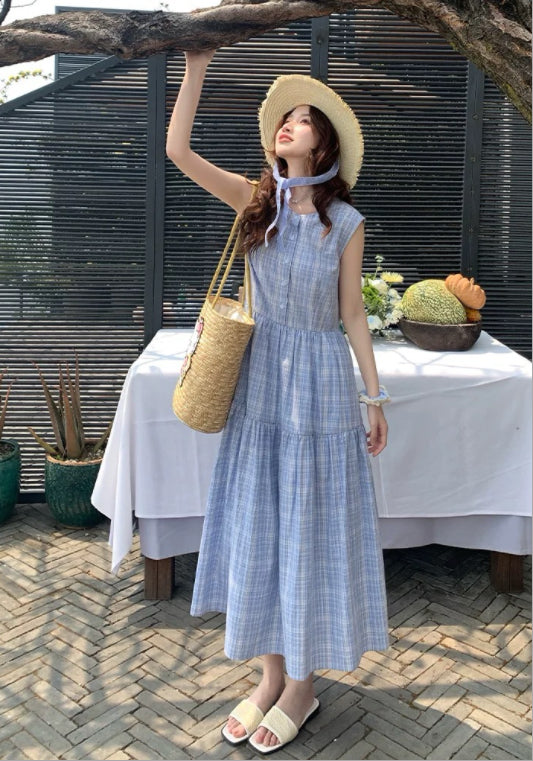 藍色格子裙