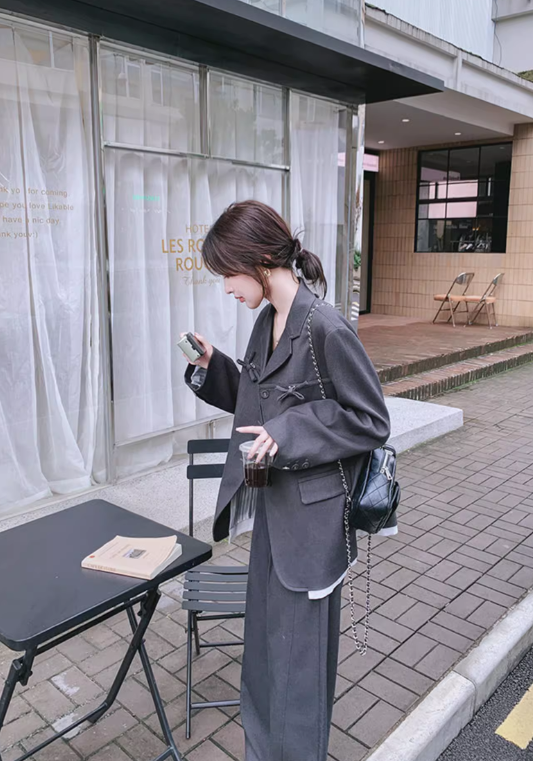 Premium gray suit two-piece suit
