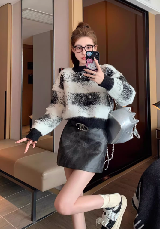 gradient striped pearl sweater