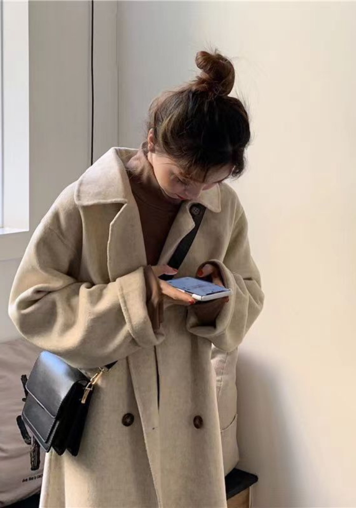 New Hepburn style wool coat