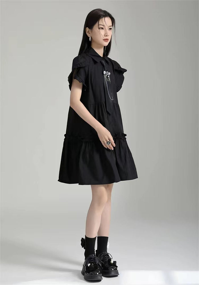 Fungus hem short sleeve shirt dress