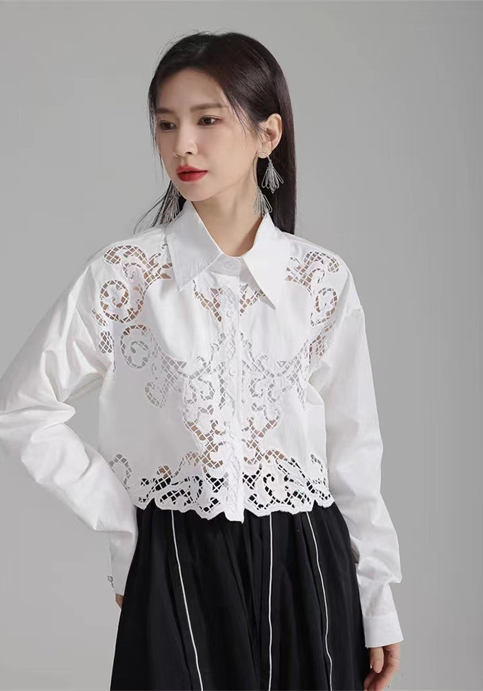 鑽花長袖襯衫