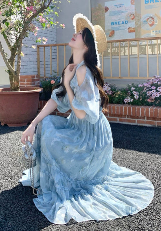 藍色碎花裙