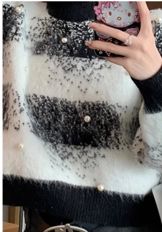 gradient striped pearl sweater