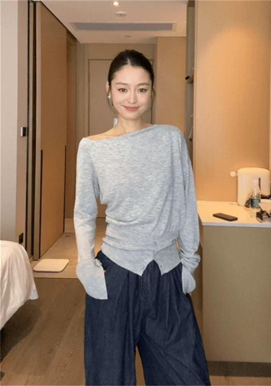 Designer off-shoulder long sleeves