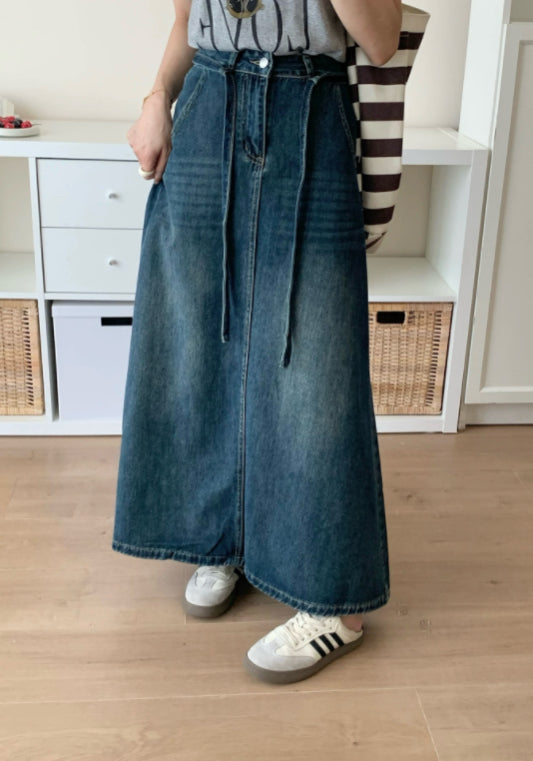 抽繩牛仔裙