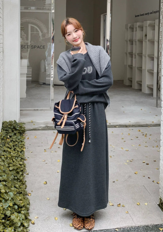 Grey sweatshirt dress set