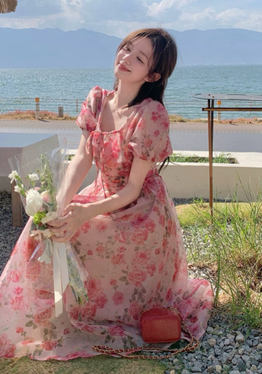天絲碎花裙