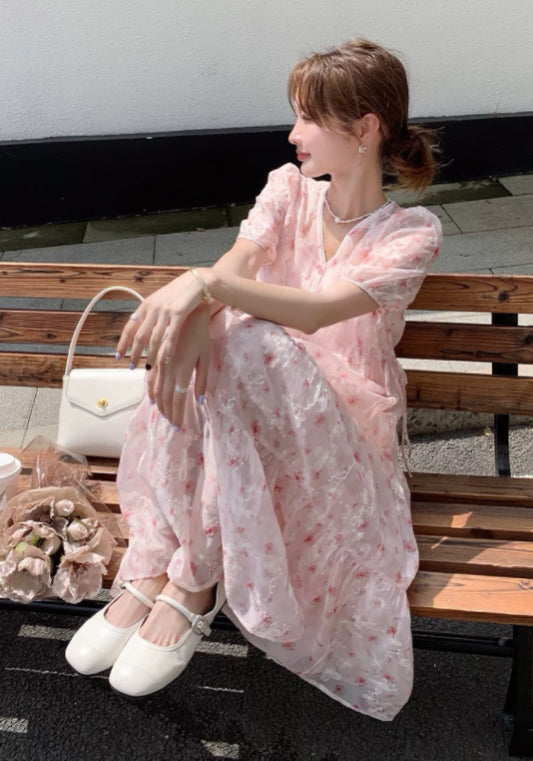 粉色花裙