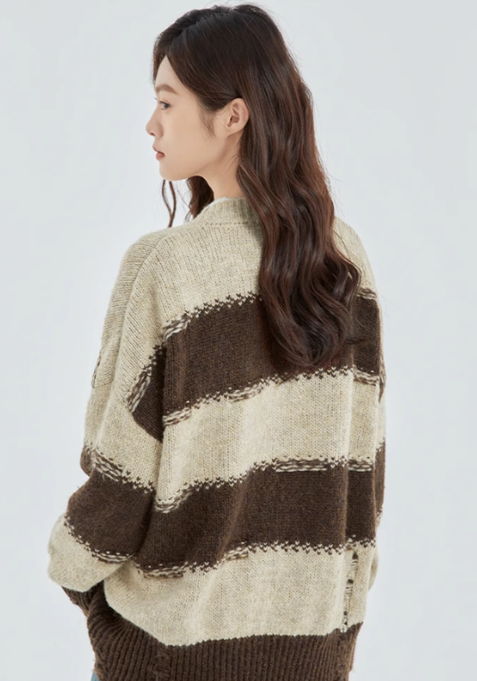 brown striped sweater