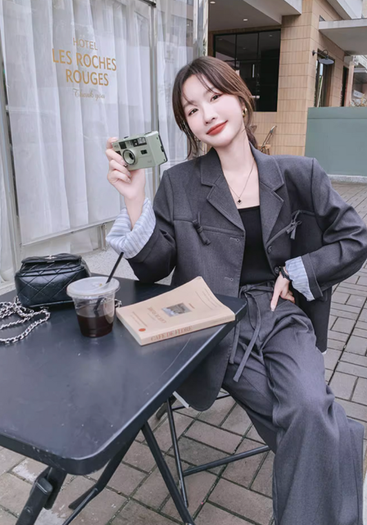 Premium gray suit two-piece suit