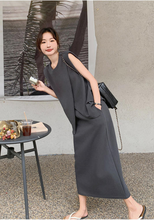 Cross sleeveless top + skirt set