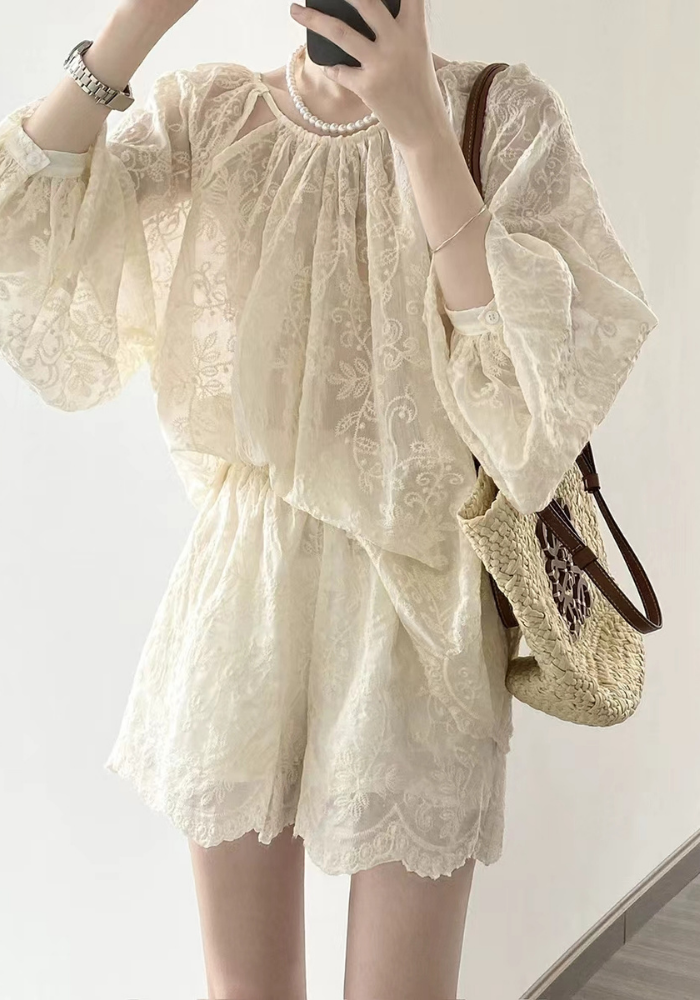 embroidered long sleeve suit
