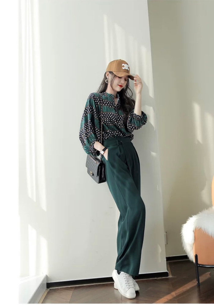 Retro printed chiffon shirt