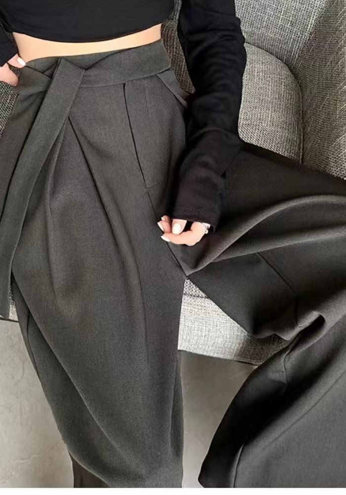 直管綁帶西裝褲