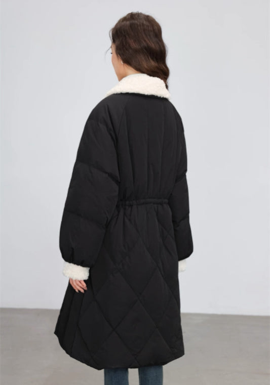 Wool collar fitted down jacket