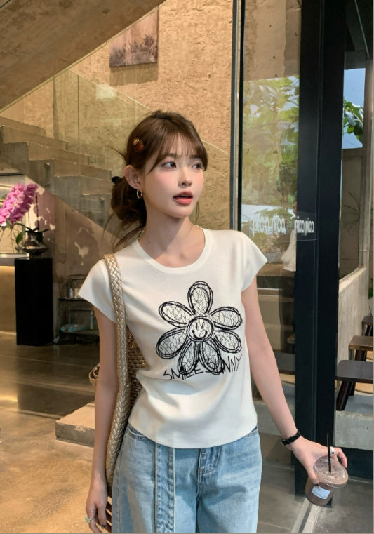 亮片小花背心