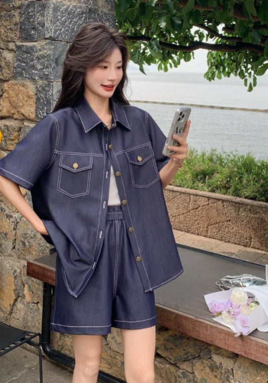 深藍牛仔套裝