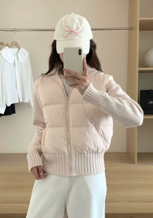 Knitted patchwork down jacket