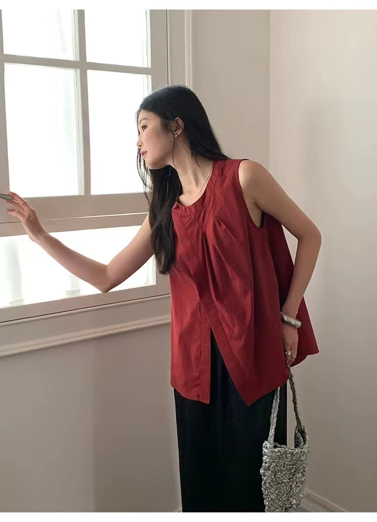 不規則無袖襯衫