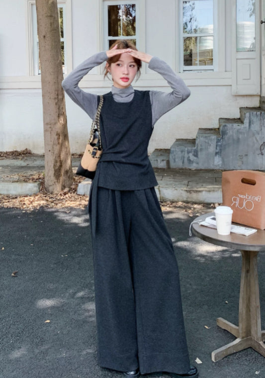 Three-piece waist-cinching vest set
