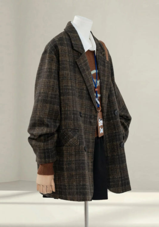 Dark brown plaid jacket