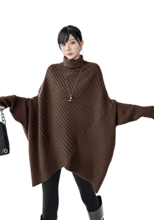 High-neck loose sweater