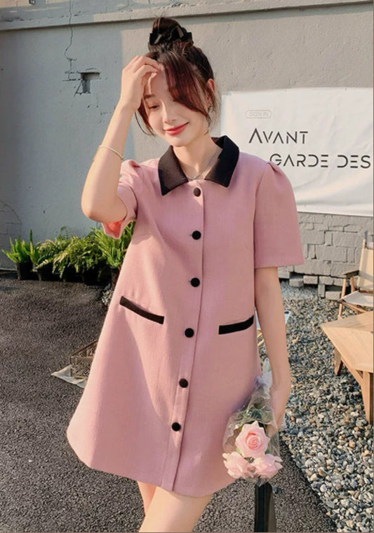 粉色小香風裙