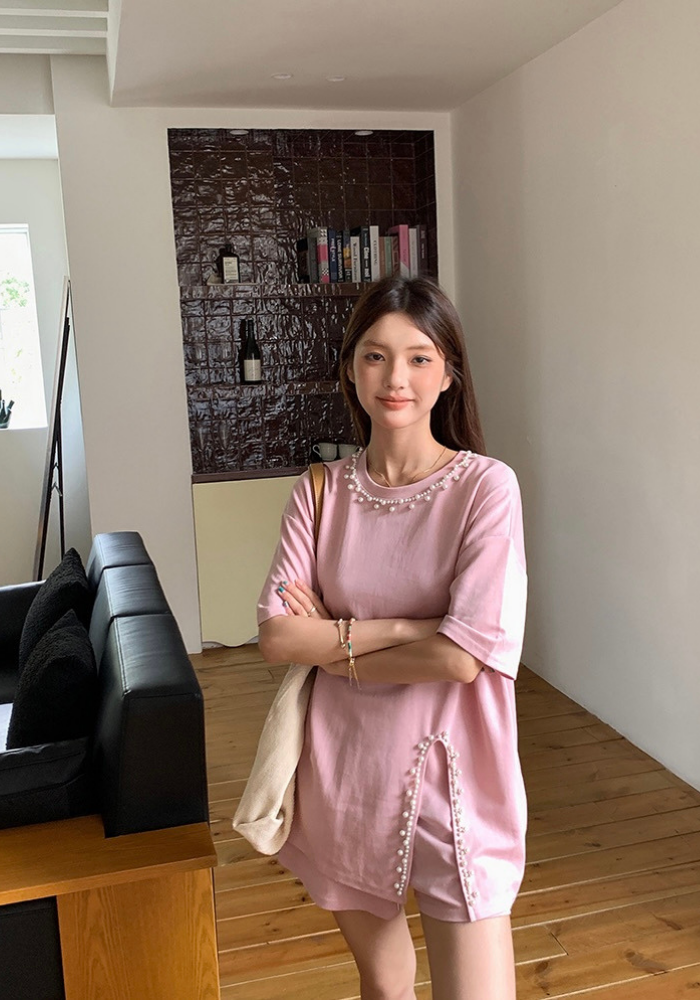 珍珠開叉減齡套裝