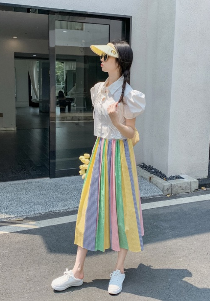colorful striped skirt