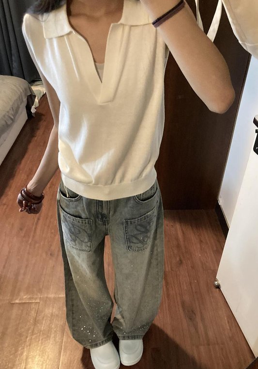 亮鑽刺繡牛仔褲