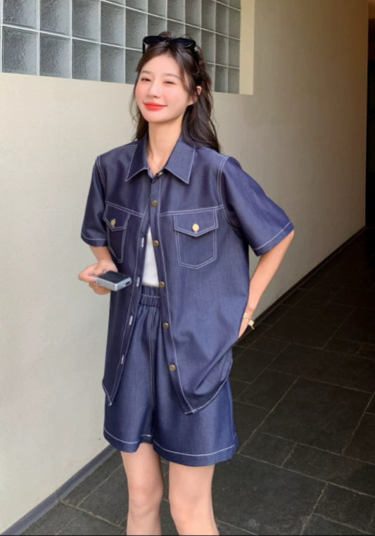 深藍牛仔套裝