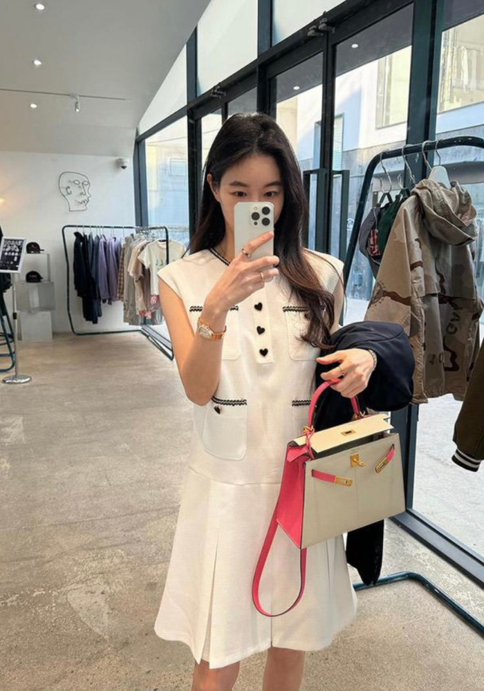 小香風愛心粗紡無袖連身裙