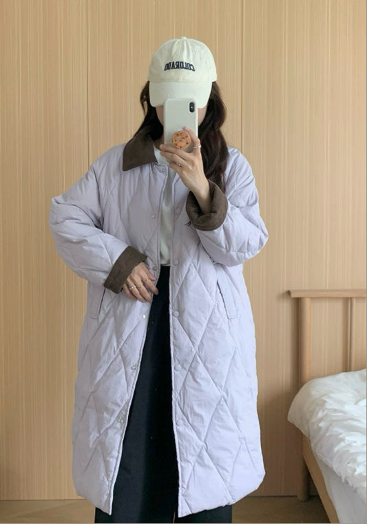 燈芯領長款羽絨服