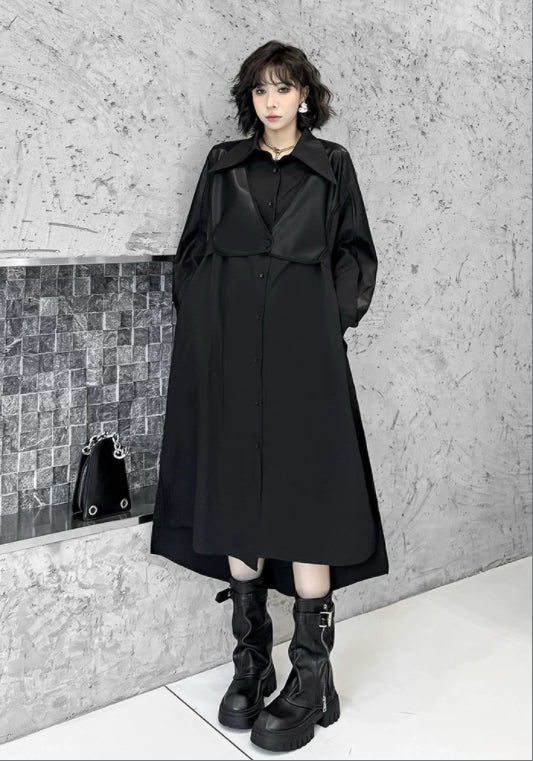 PU leather patchwork skirt