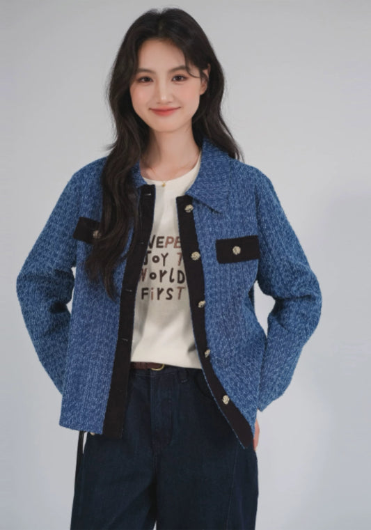 藍色小香風外套