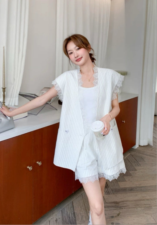 蕾絲條紋西服套裝