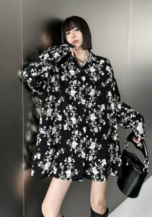 黑白花案襯衫
