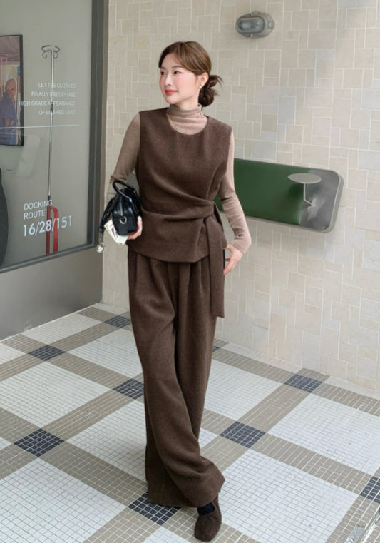 Three-piece waist-cinching vest set
