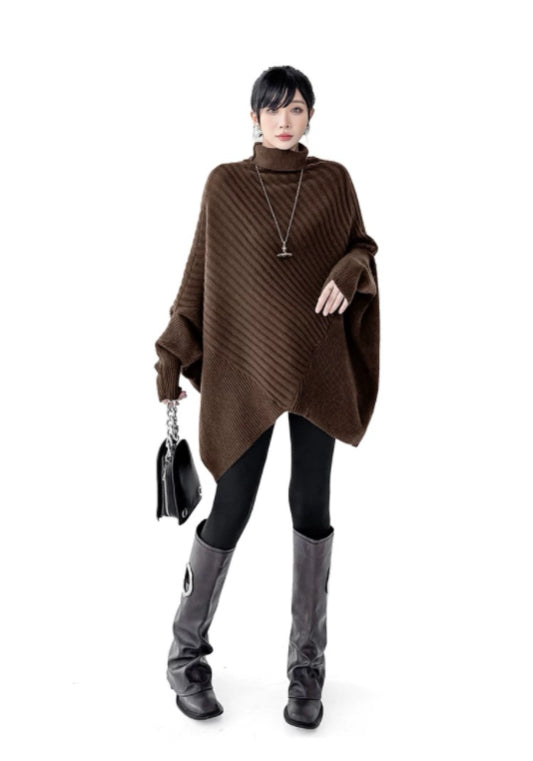 High-neck loose sweater