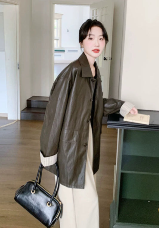 中長款皮衣外套