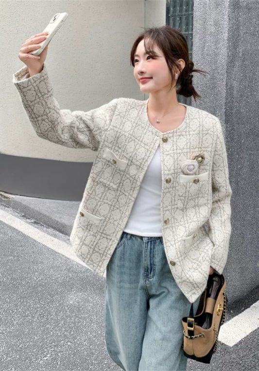 格紋小香風外套