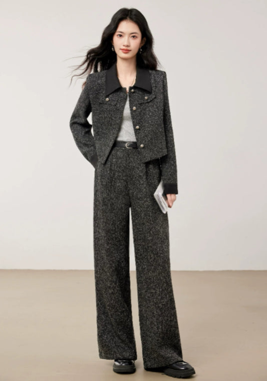 High-end gray Chanel-style suit