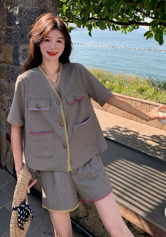 高級灰小香風套裝