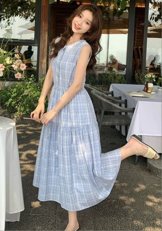 藍色格子裙