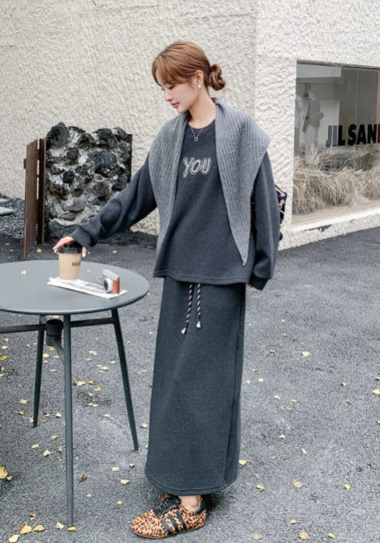Grey sweatshirt dress set