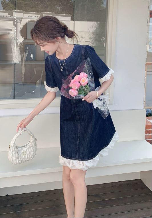 牛仔花邊裙