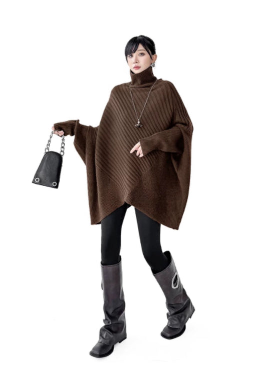 High-neck loose sweater