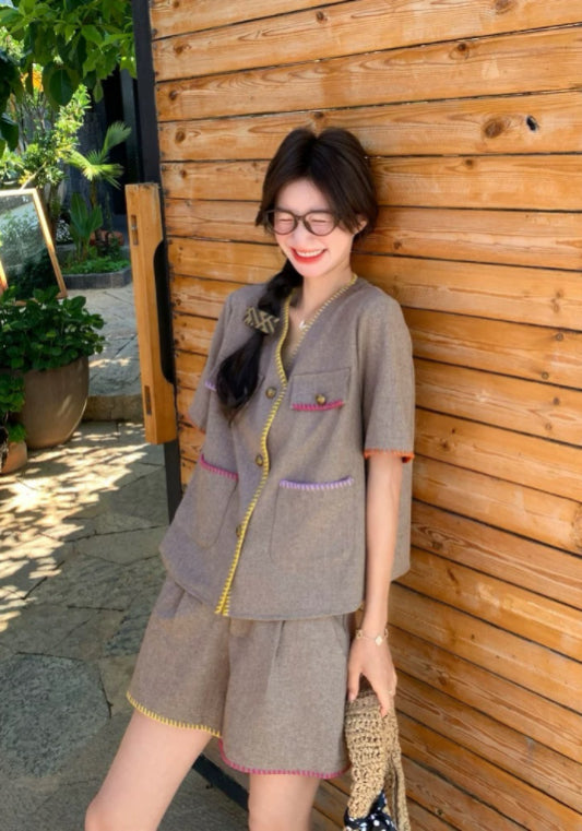 高級灰小香風套裝